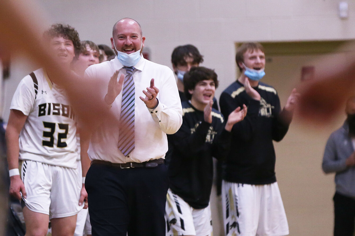 Tanner Hart laughs after Buffalo scored again in the first quarter